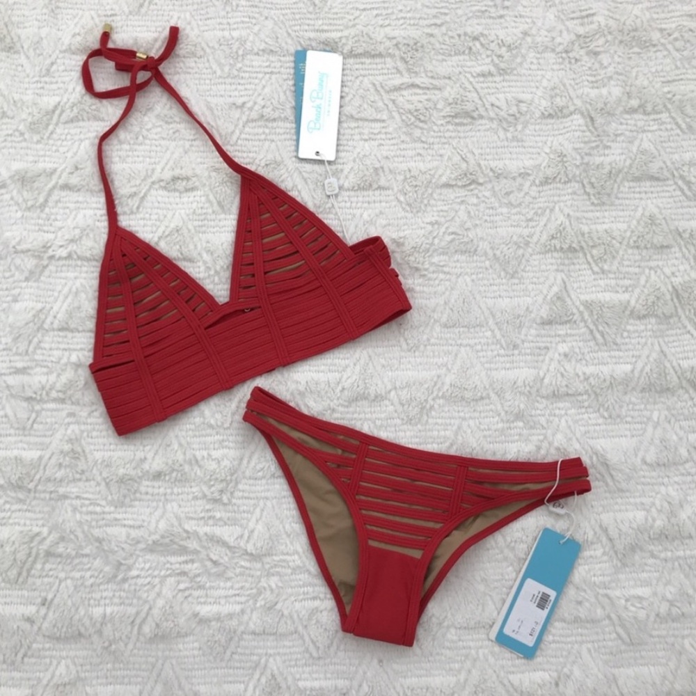 NWT Hard Summer Beach Bunny XS RED swim set